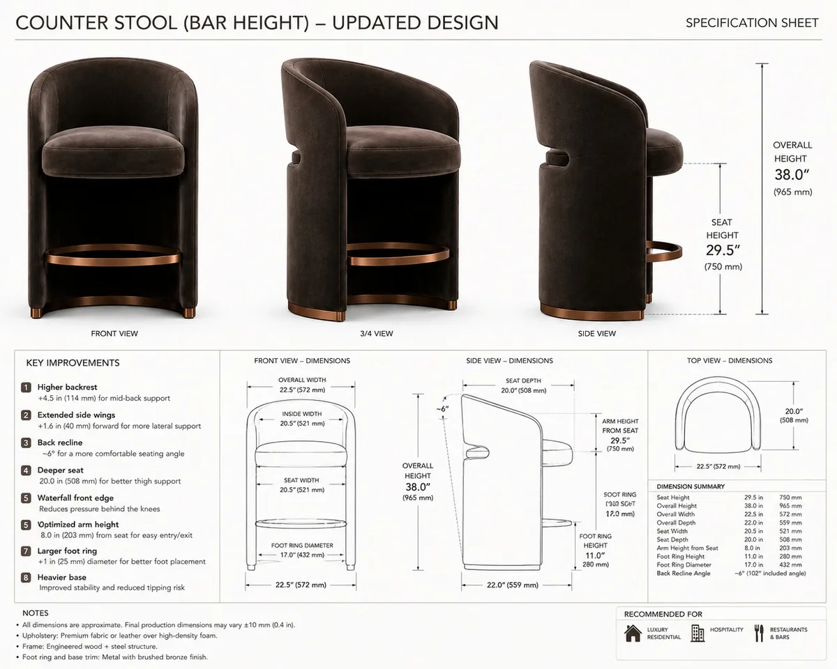 COUNTER STOOL specification sheet