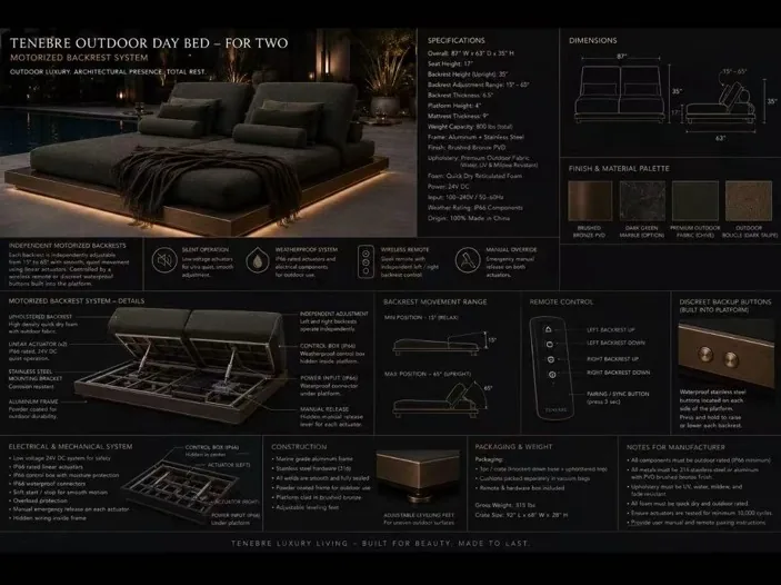 OUTDOOR DAY BED specification sheet
