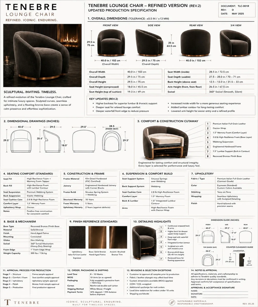 LOUNGE CHAIR specification sheet