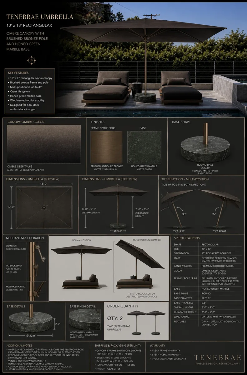 TENEBRAE UMBRELLA specification sheet