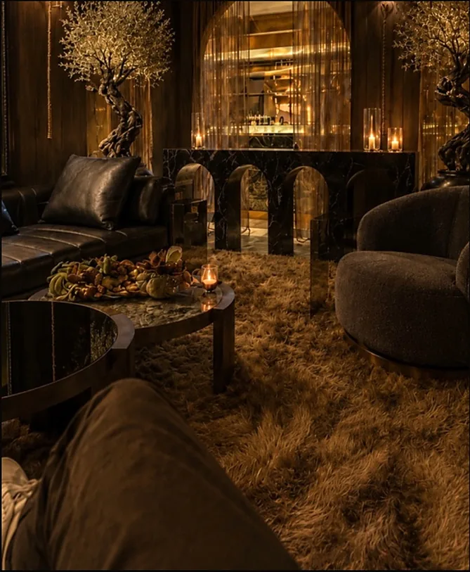 Warm dark TENEBRE lounge interior